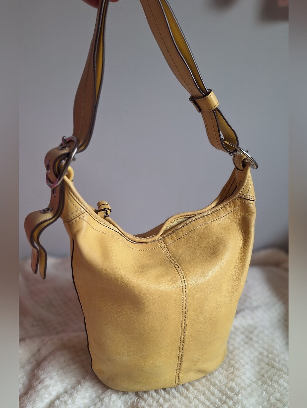 Coach Butter Yellow Bucket Duffel Bag